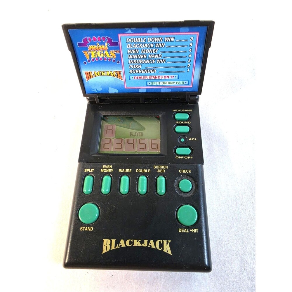 Vintage Mini Vegas Blackjack Handheld With Cover Tested Works